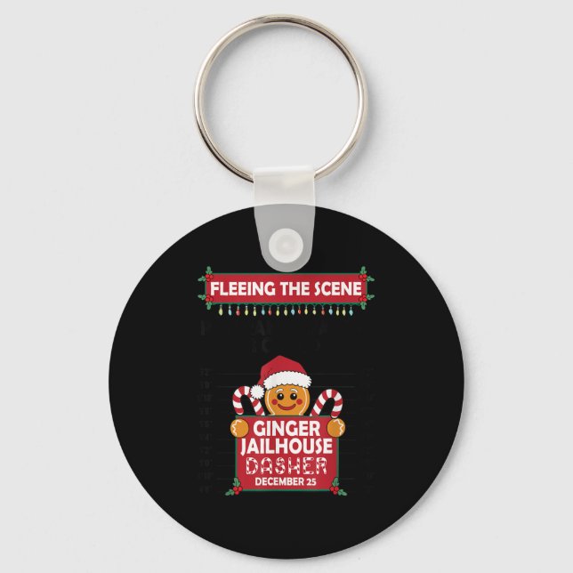 Julens Pepparkaksgubbe Ginger Jailhouse Fleeing Nyckelring (Framsida)