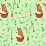 Julens Pepparkaksgubbe Grönt Presentpapper<br><div class="desc">En leende Pepparkaksgubbe sitter på en fluffy cupaka med peppermint,  kanelkrydda och allt fint!</div>