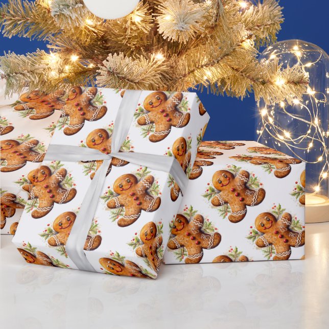 Julens Pepparkaksgubbe med Holly Presentpapper (Helgdagar)