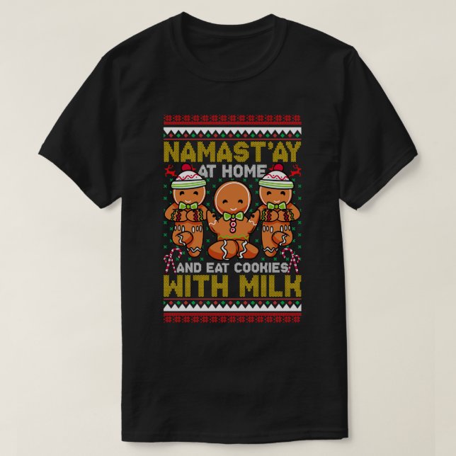 Julens Pepparkaksgubbe Namastay hemma T Shirt (Design framsida)
