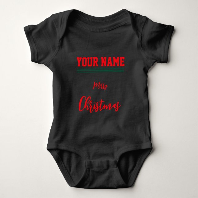 Julens personlig Baby Jersey Bodydräkt svart T Shirt (Framsida)