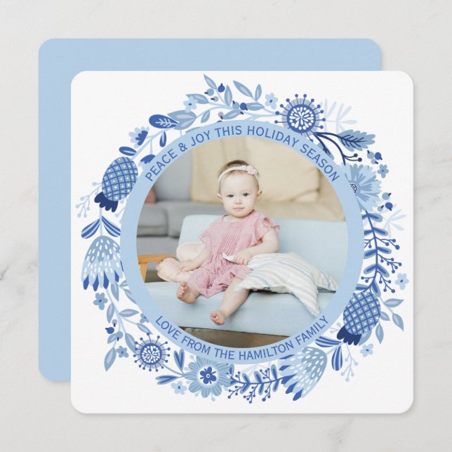 Julens Personlig Blåvitandefoto Julkort (Fram/baksida)