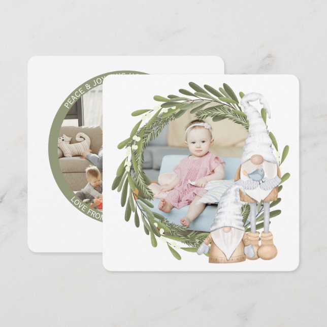 Julens Personlig Gnome Photo Ram Julkort (Fram/baksida)