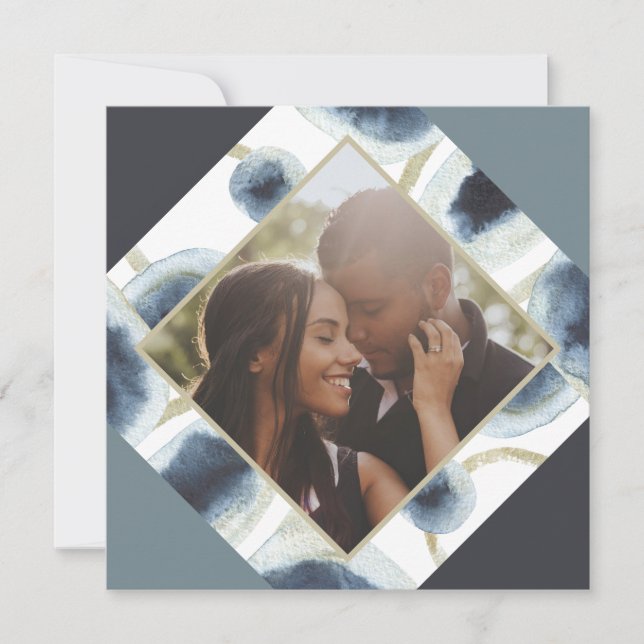 Julens Personlig Modern Blue Photo Julkort (Framsida)