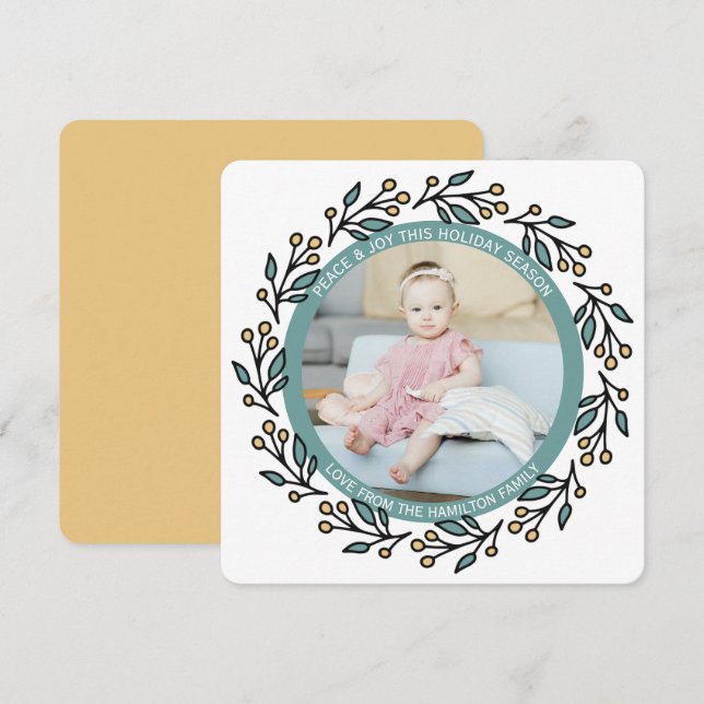 Julens Personlig Modern krans Foto Julkort (Fram/baksida)