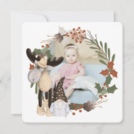 Julens Personlig Moose Photo Ram Round Julkort