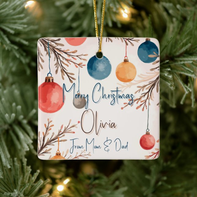Julens Personlig Pastel Watercolor Ornament (Träd)