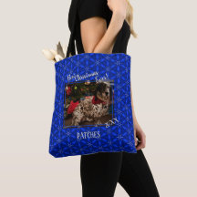 Julens Personlig Pet Photo Blue Poinsettias