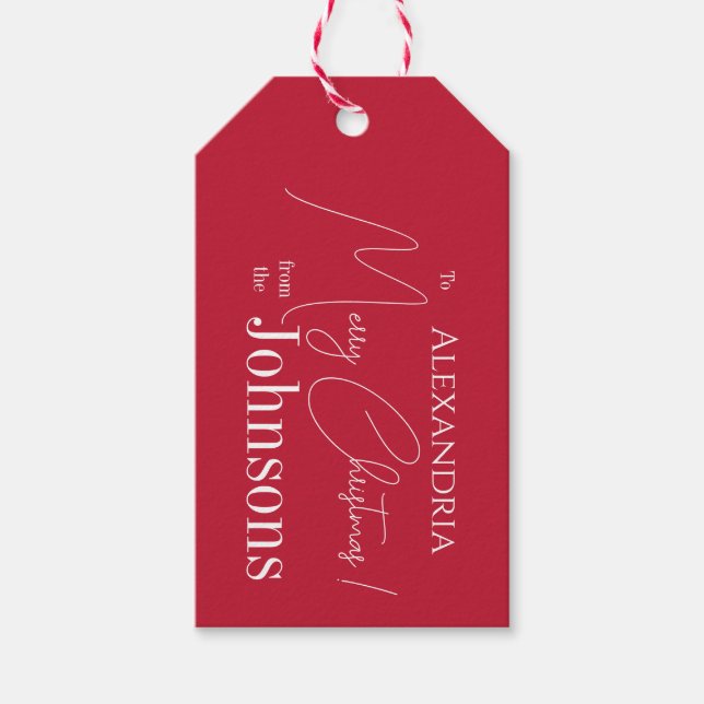 Julens Personlig Red Family Namn Presentetikett (Framsidan)