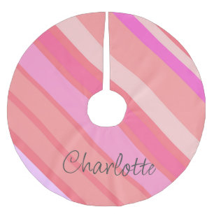 Julens Personlig Rosa Candy Stripe Julgransmatta Borstad Polyester