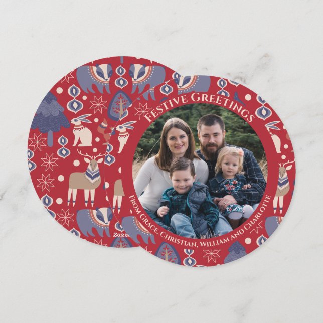 Julens Personlig Skandinavian Nordic Forest Julkort (Fram/baksida)