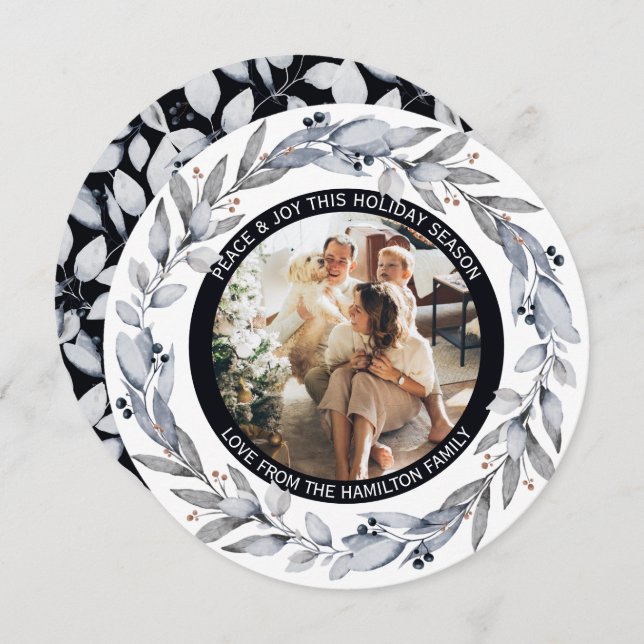 Julens Personlig Utandning Foto Ram Round Julkort (Fram/baksida)