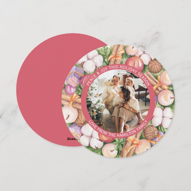 Julens Personlig Utandning Foto Ram Round Julkort (Fram/baksida)