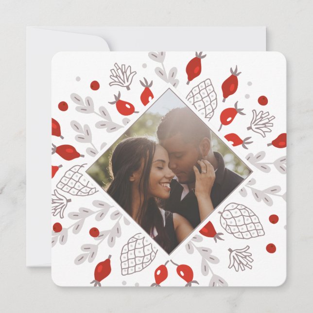 Julens Personlig Vinter Foliage Photo Julkort (Framsida)