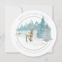 Julens Personlig Winter Woodland Hjort Julkort