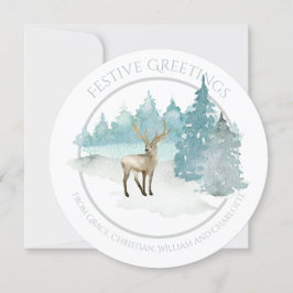 Julens Personlig Winter Woodland Hjort Julkort