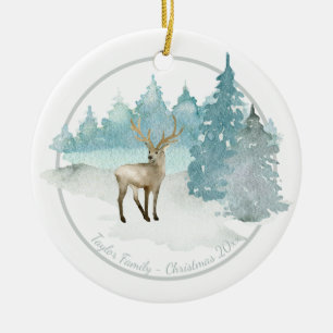 Julens Personlig Woodland Winter Hjort Julgransprydnad Keramik