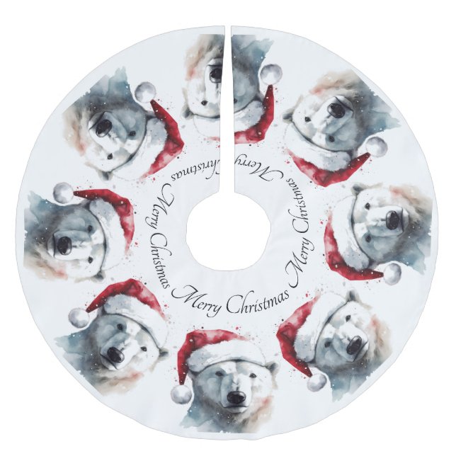 Julens Polar Bear, anpassade Julgransmatta Borstad Polyester (Framsidan)