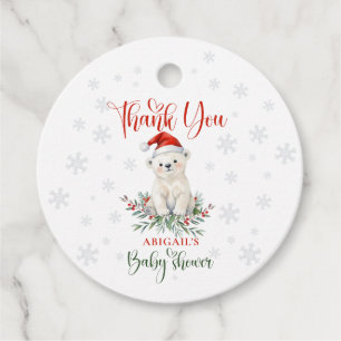 Julens Polar Bear Baby Shower Tack Gåvor Etiketter