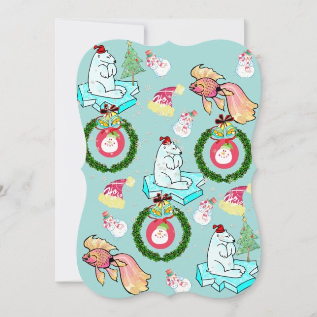 Julens Polar Bear Flat Greeting Card Kort (Framsida)