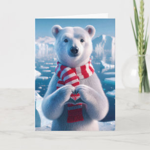 Julens Polar Bear med Tassar som bildar ett hjärta Kort