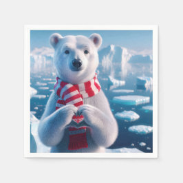 Julens Polar Bear med Tassar som bildar ett hjärta Pappersservett