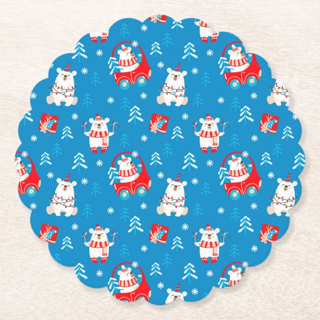 Julens Polar Bear Underlägg Papper (Framsida)