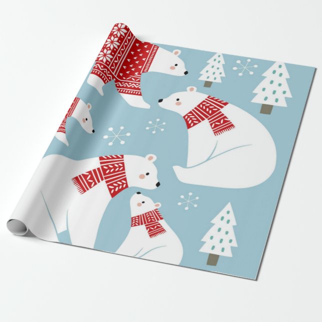 Julens Polar Bears Wear Red Sweater Presentpapper (Utrullad)