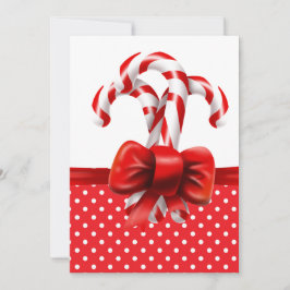 Julens Polkagrisar Bow med rödvita prickar Inbjudningar