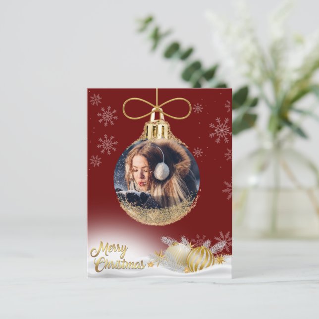 Julens prydnadsföremål Foto Snöflingor Modern budg Helg Vykort (Stående Fram)