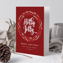 Julens prydnadsutandning Holly Jolly non-Photo Helgkort