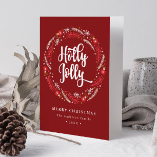 Julens prydnadsutandning Holly Jolly non-Photo Helgkort