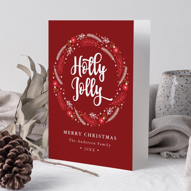 Julens prydnadsutandning Holly Jolly non-Photo Helgkort (Skapare uppladdad)