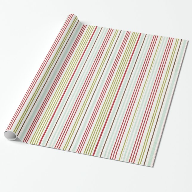 Julens Ränder Rand Stripe Wrapped Papper Presentpapper (Utrullad)