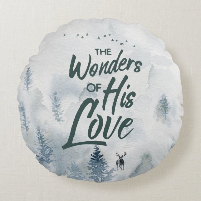 Julens Religiösa Hans Kärlek Blesings underverk Rund Kudde (Framsidan)