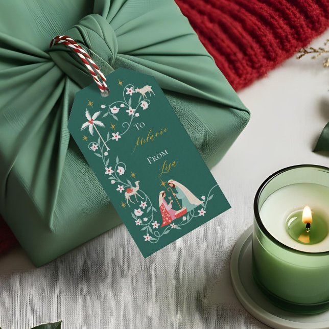 Julens Religiösa Nativitetsstjärna i Betlehem Presentetikett (Christmas Religious Nativity Star Of Bethlehem Gift Tags)