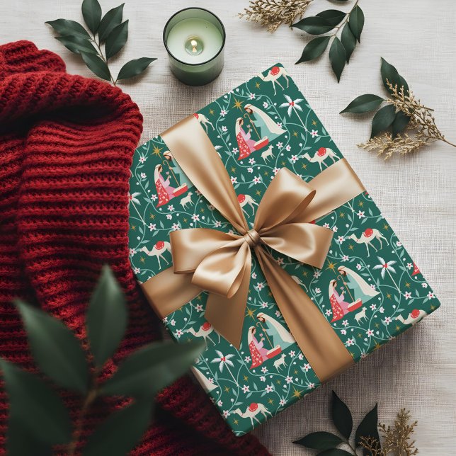 Julens Religiösa Nativitetsstjärna i Betlehem Presentpapper (Christmas Religious Nativity Star Of Bethlehem Apr Wrapping Paper)