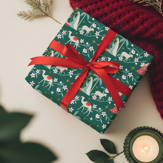 Julens Religiösa Nativitetsstjärna i Betlehem Presentpapper (Christmas Religious Nativity Star Of Bethlehem Wrapping Paper)