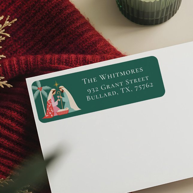 Julens Religiösa Nativitetsstjärna i Betlehem Returadress Etikett (Christmas Religious Nativity Star Of Bethlehem Label)