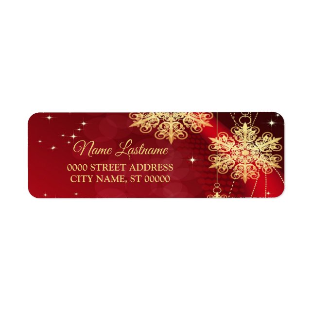 Julens Returadress Red Golden Julfest Returadress Etikett (Framsidan)