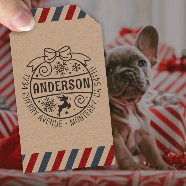 Julens Returadress Reindeer Snowflake Självfärgande Stämpel (Skapare uppladdad)