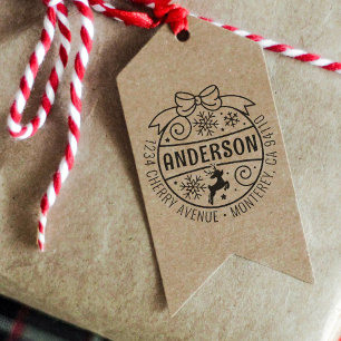 Julens Returadress Reindeer Snowflake Stämpel