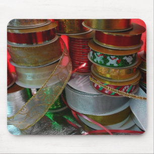 Julens Ribbon Helgdag Red och Guld Musmatta