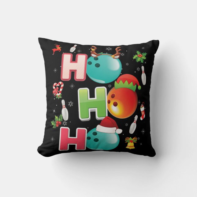 Julens Roligt Ho Ho Ho Bowling Pajama Santa Älskar Kudde (Framsida)