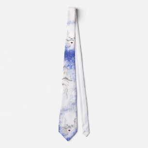 Julens Roligt med Hjort Blue Snöflingor Slips