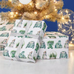 Julens Roligt på vit bakgrund Presentpapper<br><div class="desc">Vattensfärgad jul snögubbe,  strumpor,  snö-globe,  sötare och presenter på vit bakgrund. Bakgrunden till färg kan ändras.</div>