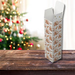 Julens Rosa Brown Gingerbröd Houses Guld Stars Presentask För Vinflaska<br><div class="desc">Julens Rosa Brown Gingertea Houses Guld Stars vin-presenten som slår in aids.</div>