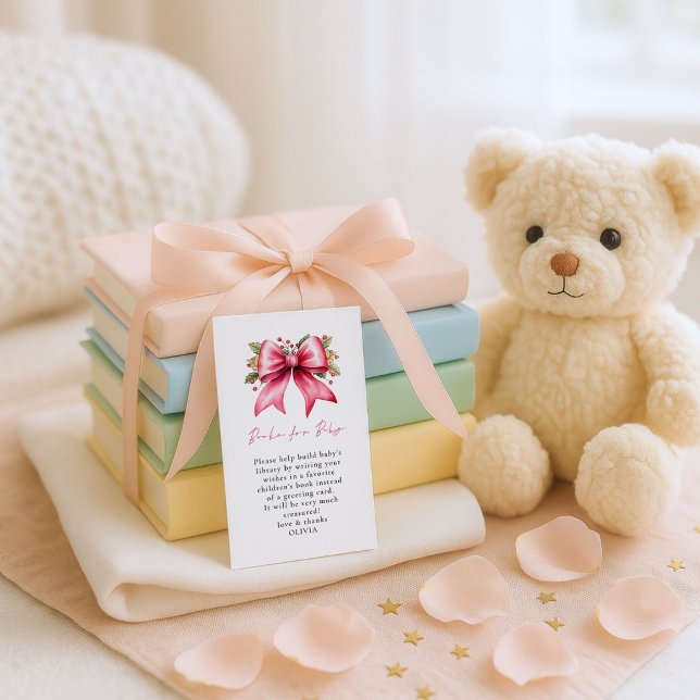 Julens Rosa Coquette Bow Bokar for Baby Shower Tilläggskort (Skapare uppladdad)