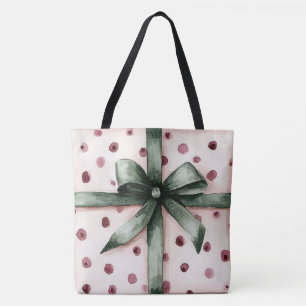 Julens Rosa Dots Grönt Ribbon & Bow Tygkasse