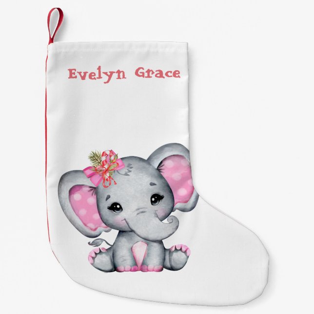 Julens Rosa Elephant Small jul Stock Liten Julstrumpa (Framsidan)